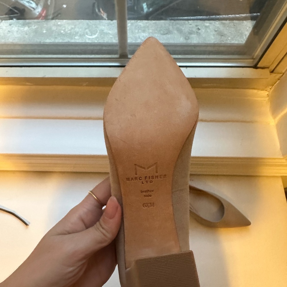 Marc Fisher Tan Heels with Pointed Toe Design